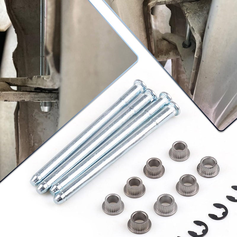 Flygun 16 PCS Car Door Hinge Pin Kit, Metal Rustproof Stabilized Door Hinge Roll Pin and Bushing Repair Kit, with E-Ring Clamp Mounting Accessories, Compatible with 1988-2002 Chevrolet GMC (Silver) - Image 5